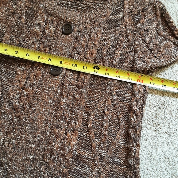 Dressbarn Brown Knit Button Short Sleeve Cardigan Size M - Picture 8 of 13